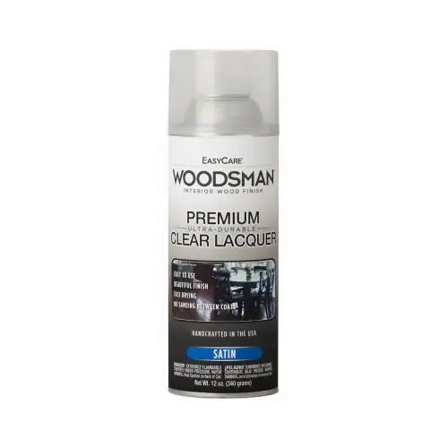 TRUE VALUE MFG COMPANY LQ39-AER Woodsman Lacquer, Protective Finish For Wood & Metal, Clear Satin, 12-oz. Spray