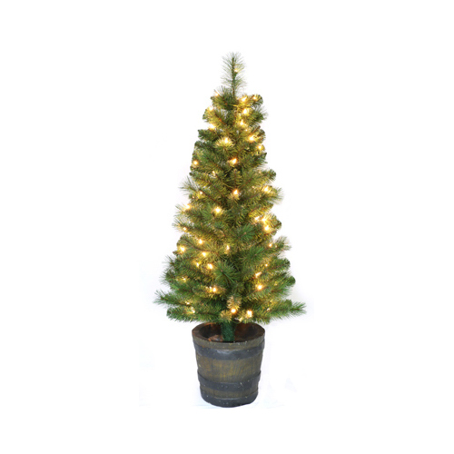 Artificial Christmas Entryway Tree, Prelit Saratoga, 100 Clear Lights, 48-In.