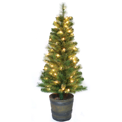 PULEO ASIA LIMITED 301-PT0867-40C07 Artificial Christmas Entryway Tree, Prelit Saratoga, 100 Clear Lights, 48-In.