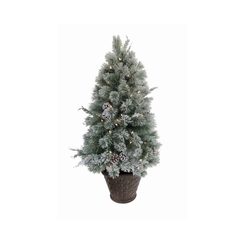 Christmas Porch Tree, Flocked, 70 Clear Lights, 4-Ft.