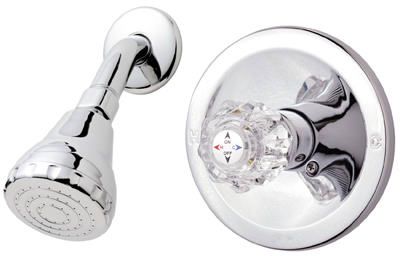 HomePointe 210519 Shower Faucet + Showerhead, Acrylic Handle, Chrome