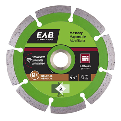 Exchange-A-Blade 3110052 Diamond Saw Blade, Segmented Rim, 4-1/2-In.