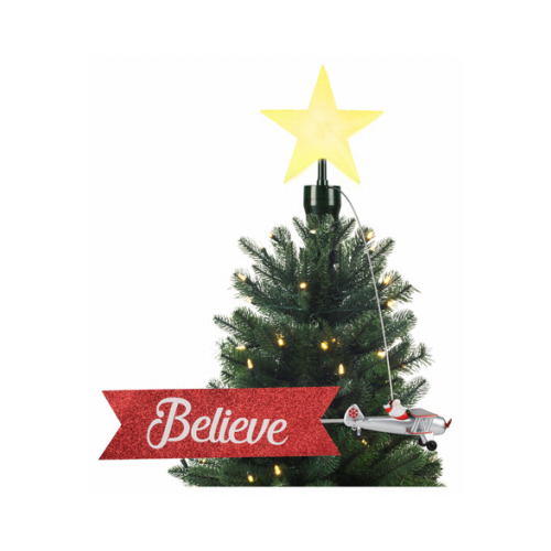 Christmas Tree Topper, Animated Santa's Bi-Plane