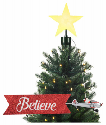 Mr. Christmas 49356 Christmas Tree Topper, Animated Santa's Bi-Plane