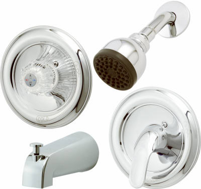 HomePointe 210517 Tub & Shower Faucet + Showerhead, Pressure-Balancing, Acrylic Handle or Metal Lever, Chrome