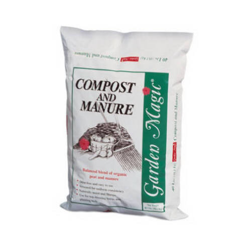 Garden Magic 5240 Compost and Manure, Solid, Dark Brown/Light Brown, Faint Soil, 40 lb Bag