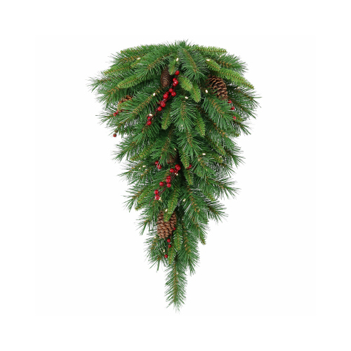 NATIONAL TREE CO-IMPORT WB8-300-30T-B Lighted Woodland Berry Teardrop, 35 Battery-Operated LEDs, 30 x 16-In.