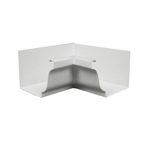 Gutter Inside Mitre, White Galvanized Steel, 5-In.