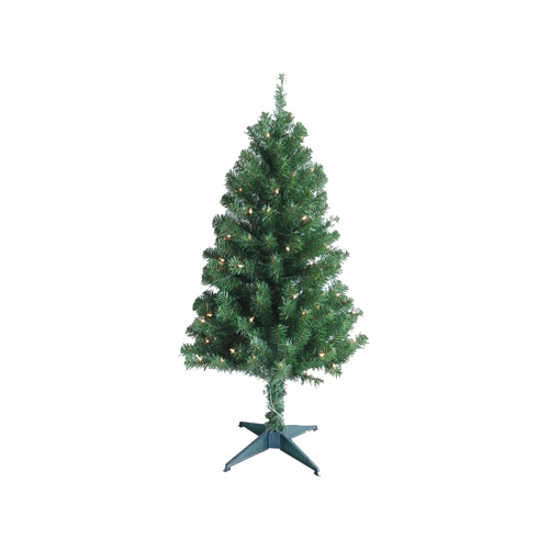 PULEO ASIA LIMITED 329-T7132-40C1 Artificial Pre-Lit Christmas Tree, 100 Clear Lights, Hinged, 4-Ft.