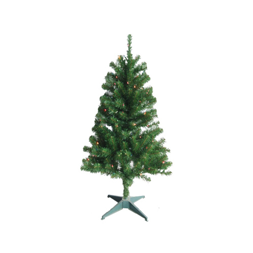 PULEO ASIA LIMITED 329-T7132-40M1 Artificial Pre-Lit Christmas Tree, 100 Multi-Color Lights, Hinged, 4-Ft.