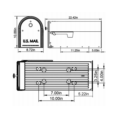 Edwards Post-Mount Mailbox, Large, Black Steel