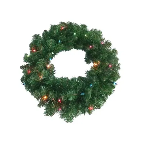 Lighted Artificial Wreath, 24-In.