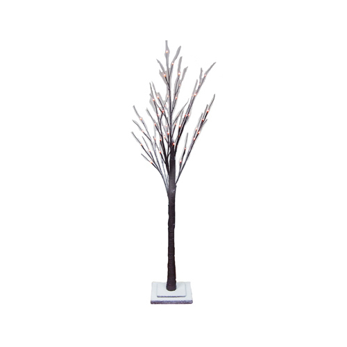 NATURES MARK LLC-IMPORT NMYK-T-1706-4FT Faux Twig Tree, Snowy Brown, 48 Warm White LED Lights,4-Ft.