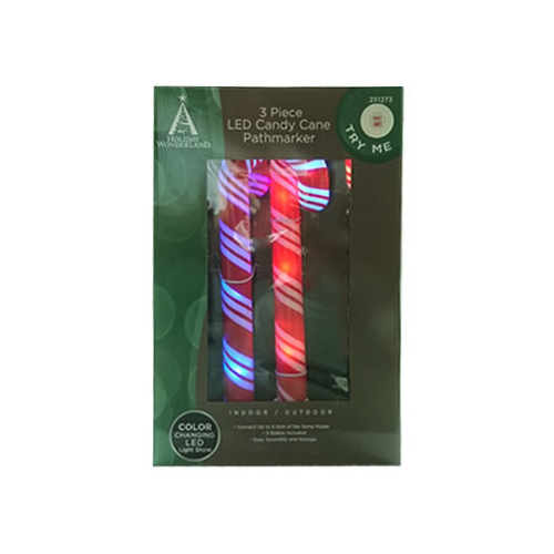 BRITE STAR MANUFACTURING 48-562-55 LED Christmas Path Lights, Color Change Candy Canes, 21.5-In., 3-Ct.