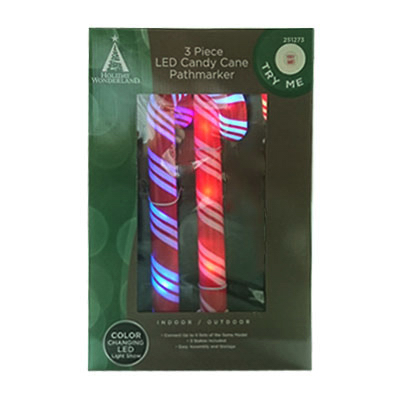 BRITE STAR MANUFACTURING 48-562-55 LED Christmas Path Lights, Color Change Candy Canes, 21.5-In., 3-Ct.