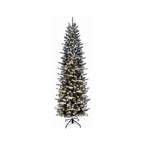 NATIONAL TREE CO-IMPORT PESL8-311-75 Artificial Pre-Lit Christmas Tree, 450 Clear Lights, Feel Real Snowy Sheffield Spruce, 7.5-Ft.