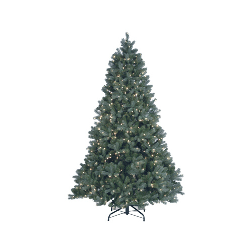 Artificial Pre-Lit Christmas Tree, Douglas Blue Fir With 700 Warm White LED Lights, Hinged, 7.5-Ft.