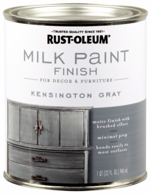 Rust-Oleum 331053 Milk Paint Finish, Matte, Kensington Gray, 1 qt, Can