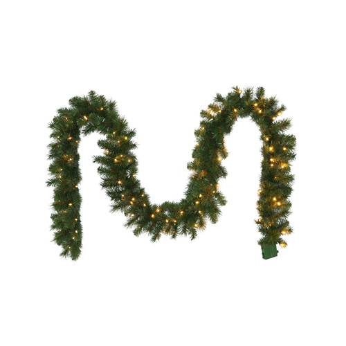 PULEO ASIA LIMITED 277-G8208-9/10LW3K1-JB Artificial Garland, 100 Warm White LED Lights, 10-In. x 9-Ft.