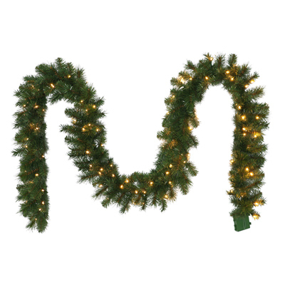 PULEO ASIA LIMITED 277-G8208-9/10LW3K1-JB Artificial Garland, 100 Warm White LED Lights, 10-In. x 9-Ft.