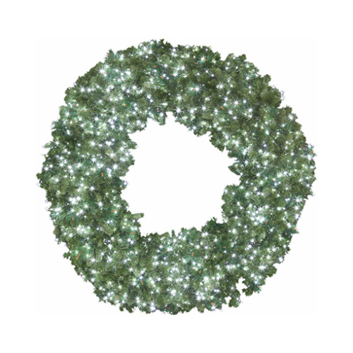 Artificial Wreath, Bristol Pine, 1,200 Micro LED Pure White Lights, 60-In.