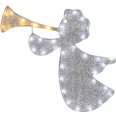 HK STAR BRIGHT LIGHTING LIMITED FCBXMDG0261 LED Christmas Window Decoration, Silver Angel Tape Light, 18-In.