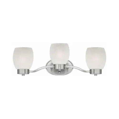 3-Light Wall Fixture, Brushed Nickel/White-Linen Glass