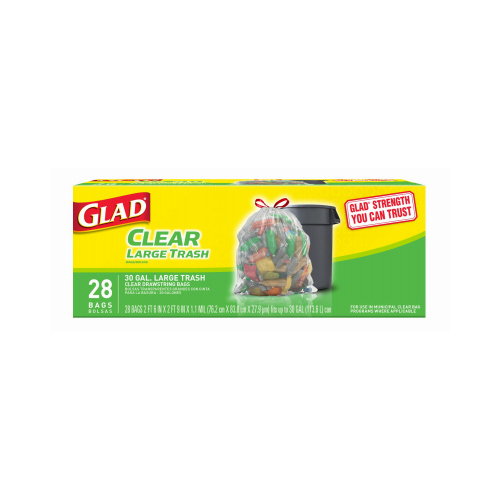 Large Recycling Trash Bags, Clear, 30-Gallon, 28-Ct.