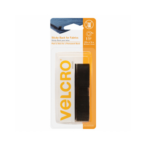 VELCRO USA INC CONSUMER PDTS VEL-91878-USA Sticky Back Tape, Black, .75 x 24-In.