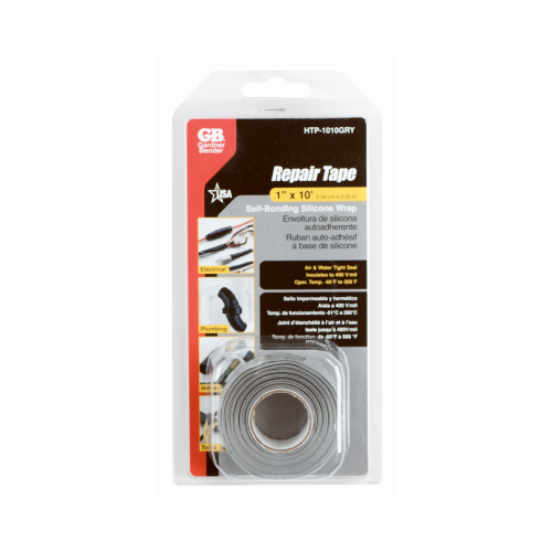 ECM INDUSTRIES LLC HTP-1010GRY Self-Sealing Silicone Repair Tape, Gray, 1-In. x 10-Ft.