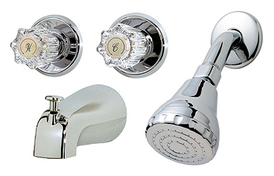 HomePointe 210524 Tub & Shower Faucet + Showerhead, 2 Acrylic Handles, Chrome