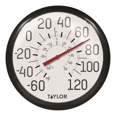 TAYLOR PRECISION PRODUCTS 6700 THERMOMETR IN/OUT BLK 13.25 IN