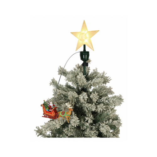 Tree Topper, Animated Santa & Sleigh, 8-In.