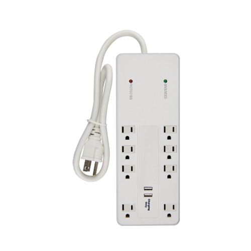 Surge Protector, 8-Outlet, White