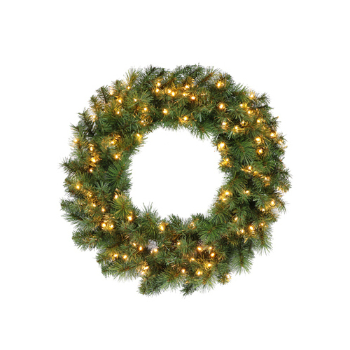 PULEO ASIA LIMITED 277-W8208-30LW3K1 Christmas Wreath, 100 Warm White LED Lights, 30-In.