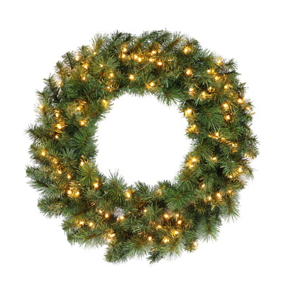 PULEO ASIA LIMITED 277-W8208-30LW3K1 Christmas Wreath, 100 Warm White LED Lights, 30-In.