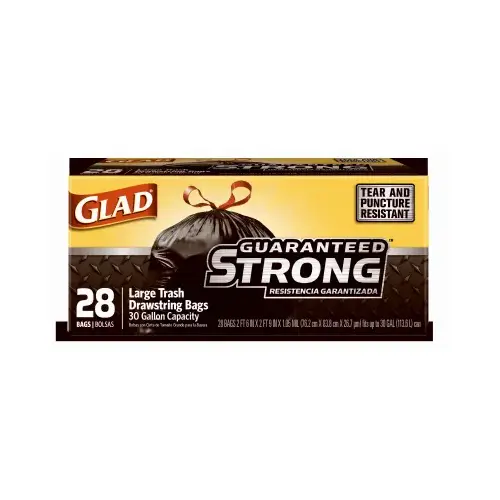 BAG TRASH HD DRWSTRN BLK L 30G Black - pack of 28