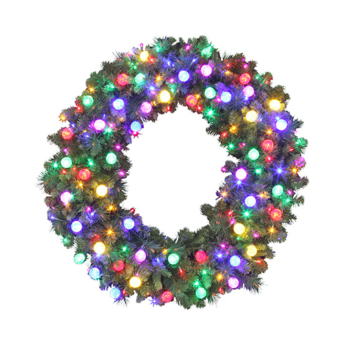 Artificial Wreath, Bristol Pine, 170 LED Lights, 48-In.