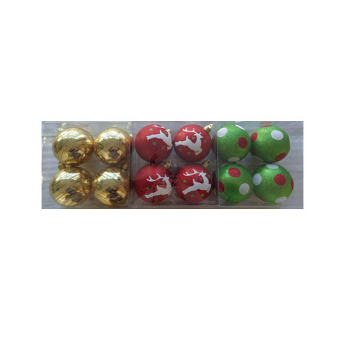 Decorated Shatterproof Ornaments, 3.94-In., 4-Ct - pack of 4