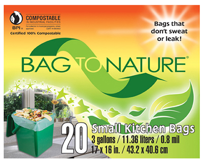 INDACO MFG LTD MBP35201 Compost Kitchen Bag, 3-Gal., 20-Ct. Green