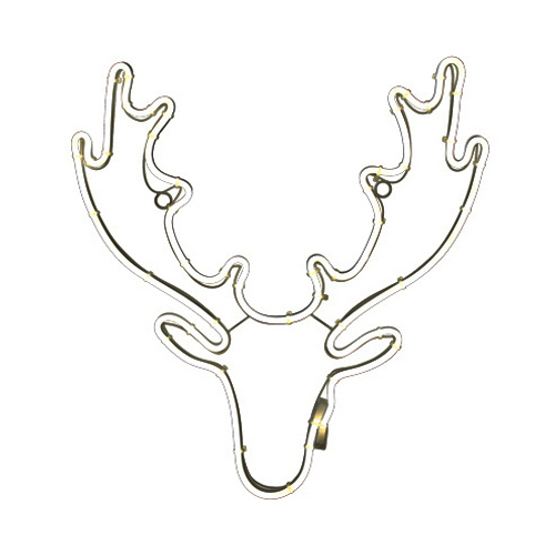 HK STAR BRIGHT LIGHTING LIMITED FCBXMDG0230 LED Christmas Window Decoration, Neon Flex White Deer Head, 18-In.