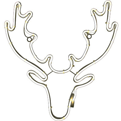 HK STAR BRIGHT LIGHTING LIMITED FCBXMDG0230 LED Christmas Window Decoration, Neon Flex White Deer Head, 18-In.