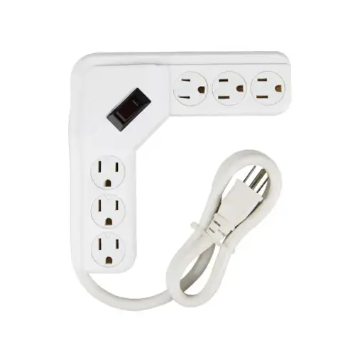 Power Strip, 6-Outlet, White