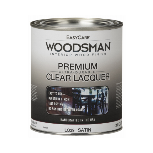 Woodsman Lacquer, Protective Finish For Wood & Metal, Clear Satin, Qt.