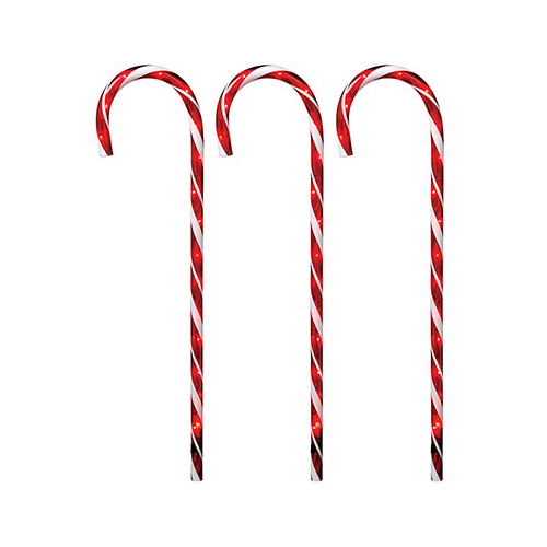 Pathway Candy Cane, Red, Transparent, 27-In., 3-Pc.