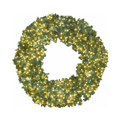 Artificial Wreath, Bristol Pine, 1,200 Micro LED Warm White Lights, 60-In.