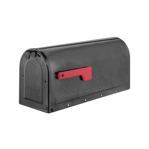 Architectural Mailboxes 7600P-10 Mailbox With Red Flag, Post-Mount, Pewter Steel