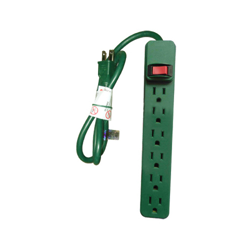 6-Outlet Power Strip, Green