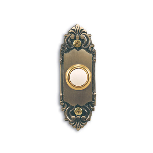 Globe Electric SL-709-00 Wired Doorbell Push Button, LED Light, Antique Brass