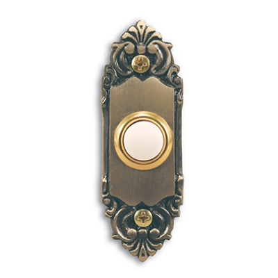 Globe Electric SL-709-00 Wired Doorbell Push Button, LED Light, Antique Brass